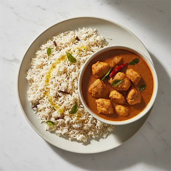 Chicken gassi with aromatic ghee rice